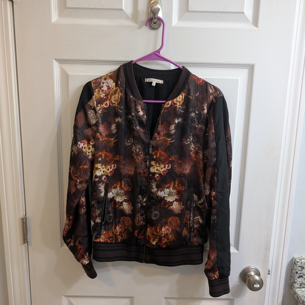 Willow & Clay Dark Floral Bomber Jacket - Size S